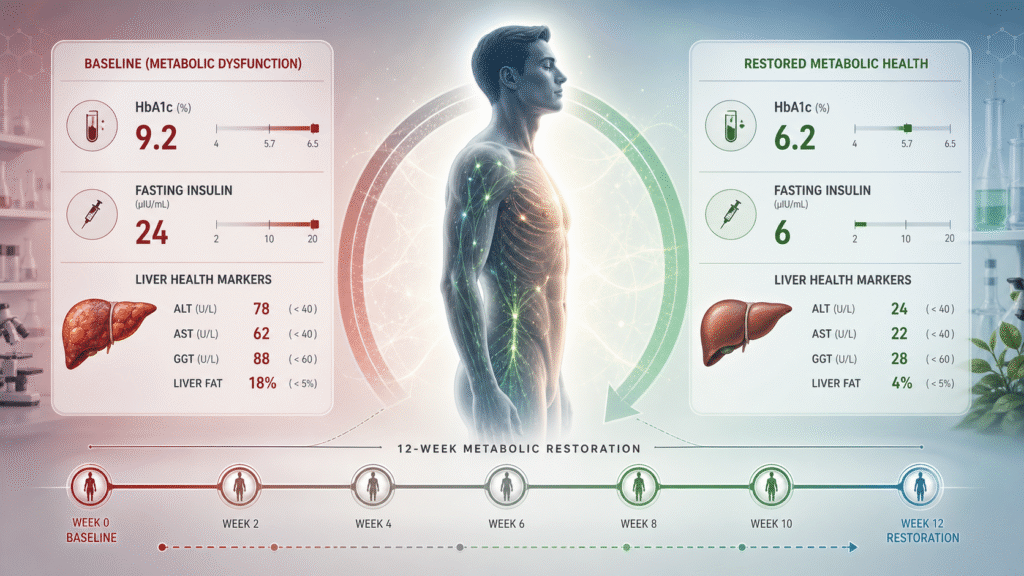 can type 2 diabetes be reversed diagram showing whole body metabolic signaling disorder with liver muscle and adipose tissue insulin resistance