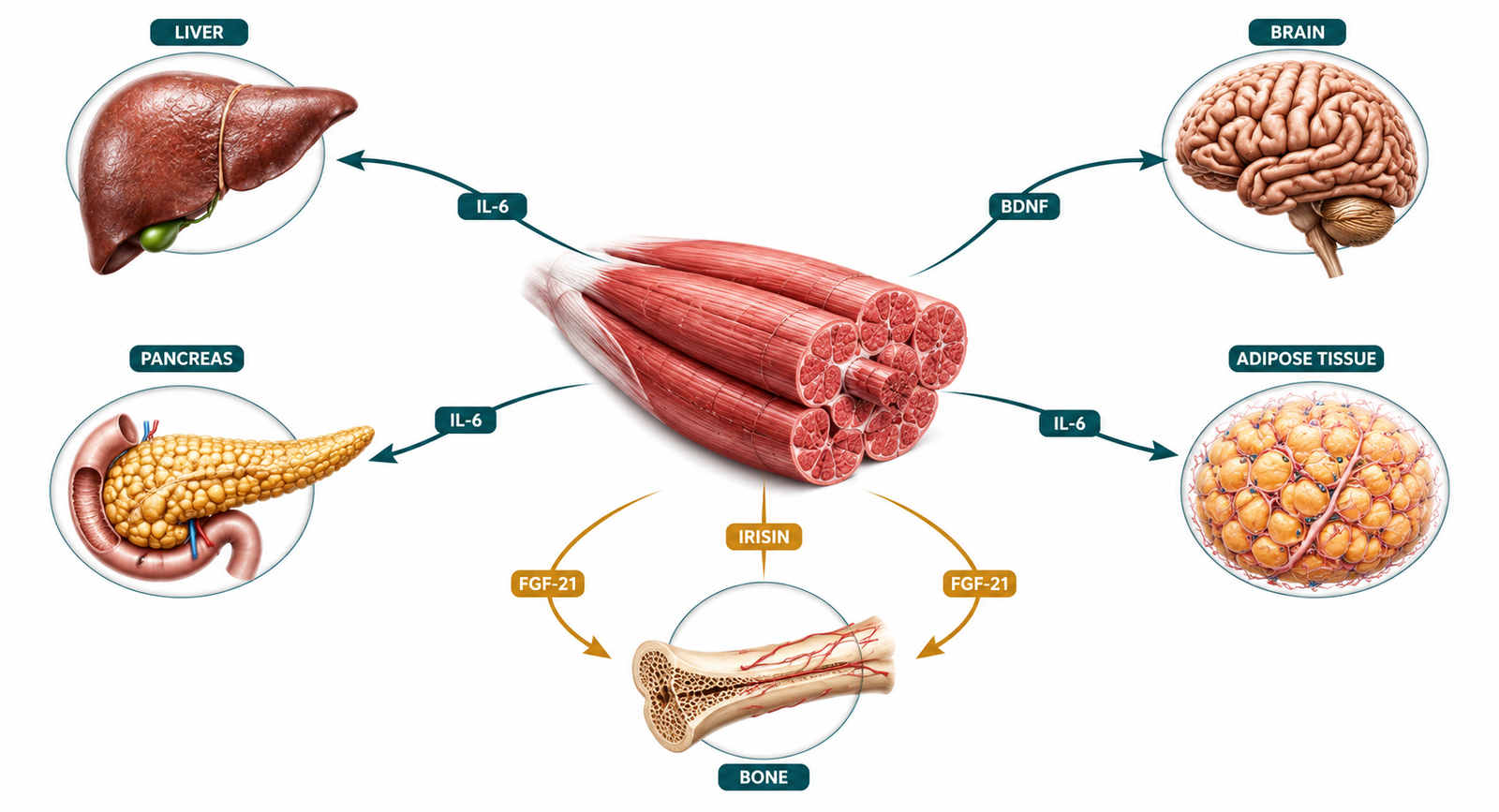 Web Image Nov 1 220 Muscle as an Endocrine Organ: The Signaling System Your Doctor Has Never Discussed muscle as an endocrine organ secreting myokines to liver, brain, and pancreas