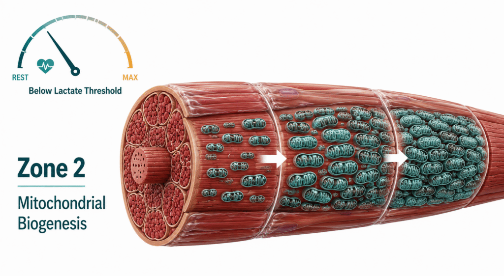 zone 2 training stimulating mitochondrial biogenesis and fat oxidation in skeletal muscle fiber